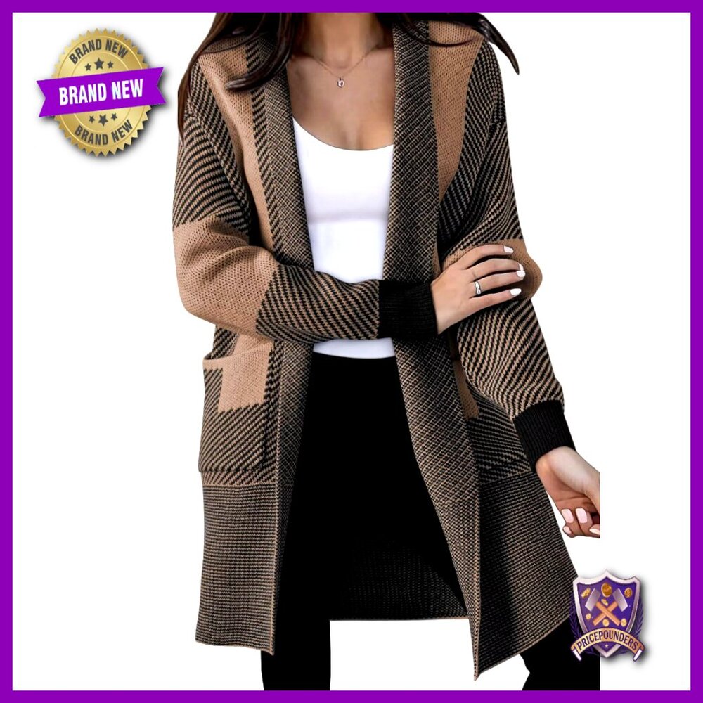 Oversized Long Sleeve Cardigan With Pockets, Knit Sweater For Fall Winter
